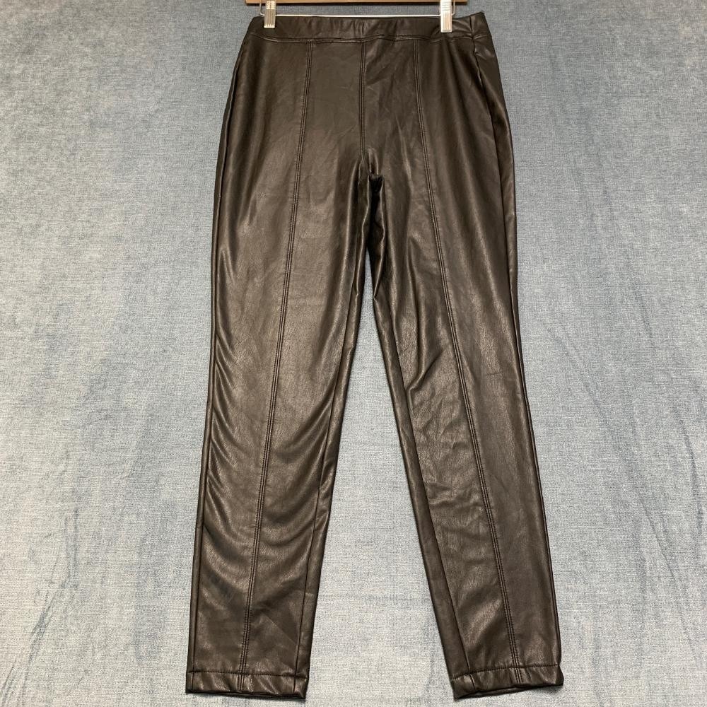 CI Sono Faux Leather Leggings Womens Large Black High Waist Skinny Leg Gym Wear